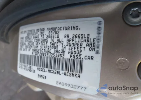 2002 Toyota Avalon Xl from USA, damaged, VIN 4T1BF28B52U251063